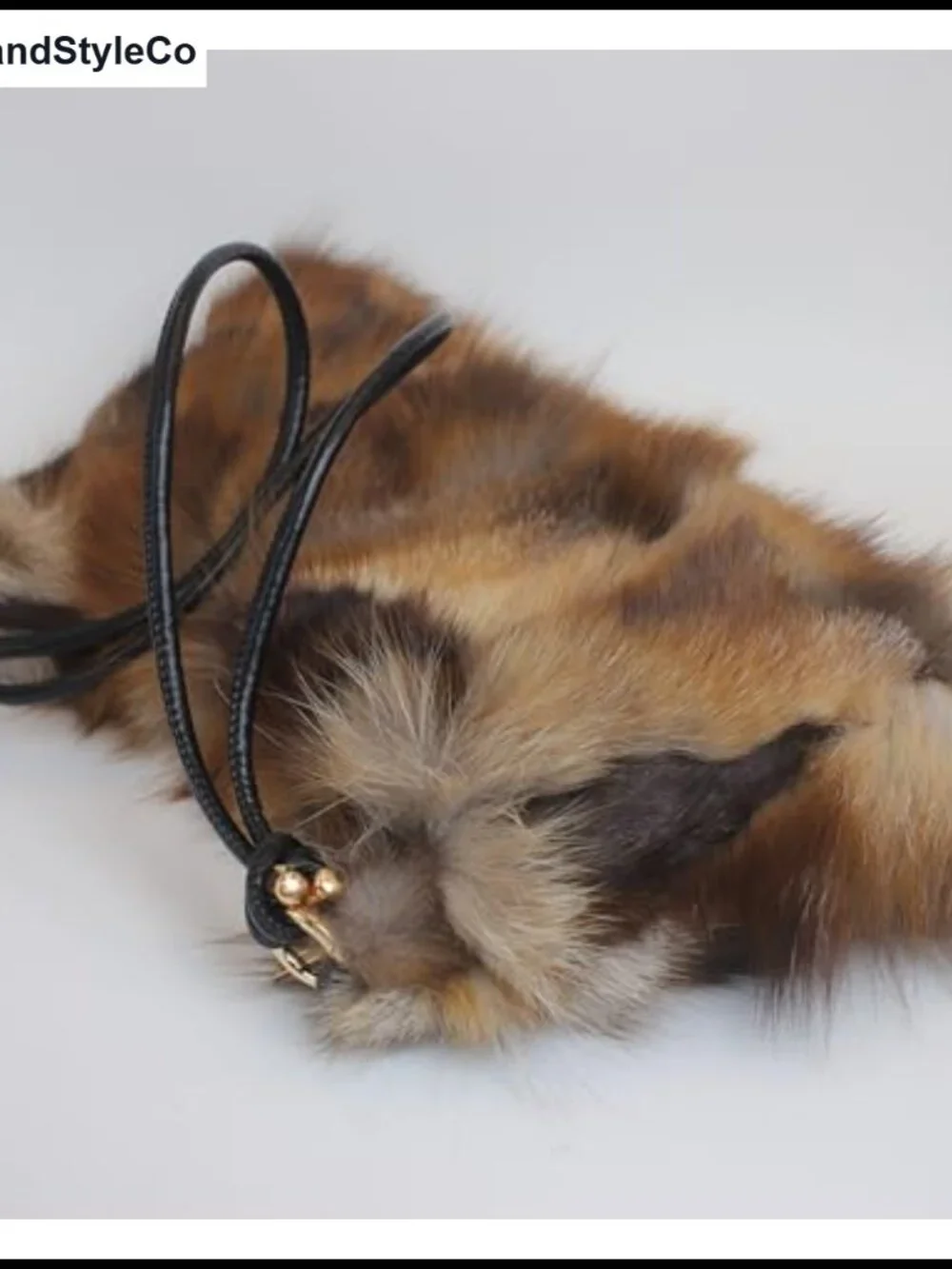 Genuine Fox Fur Hobo Bag Leather Strap 15 Inch Shoulder Crossbody Handbag